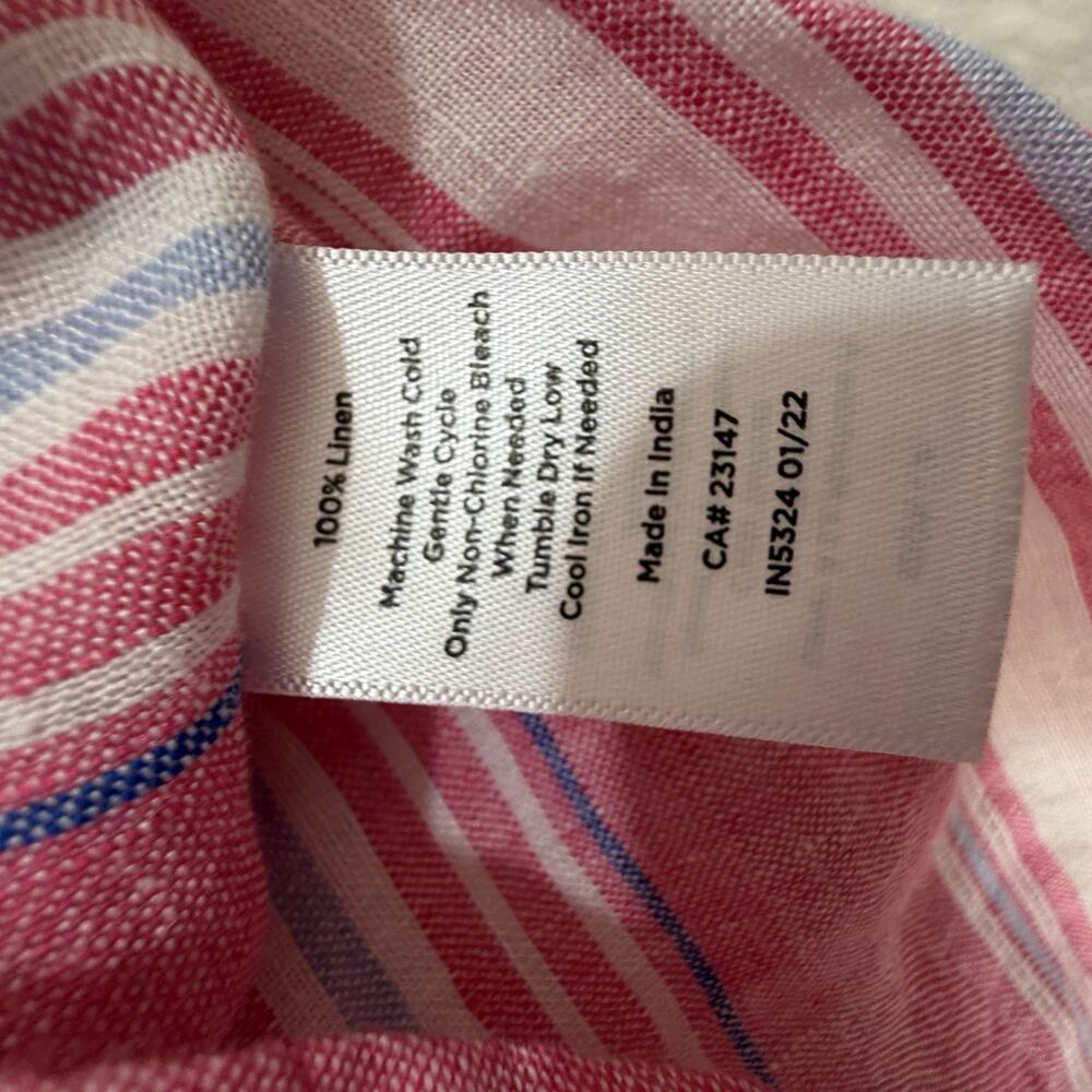 Talbots Linen Tunic Size Medium Pink White Stripe V-Neck Cap Sleeve Tunic Top - Picture 8 of 11